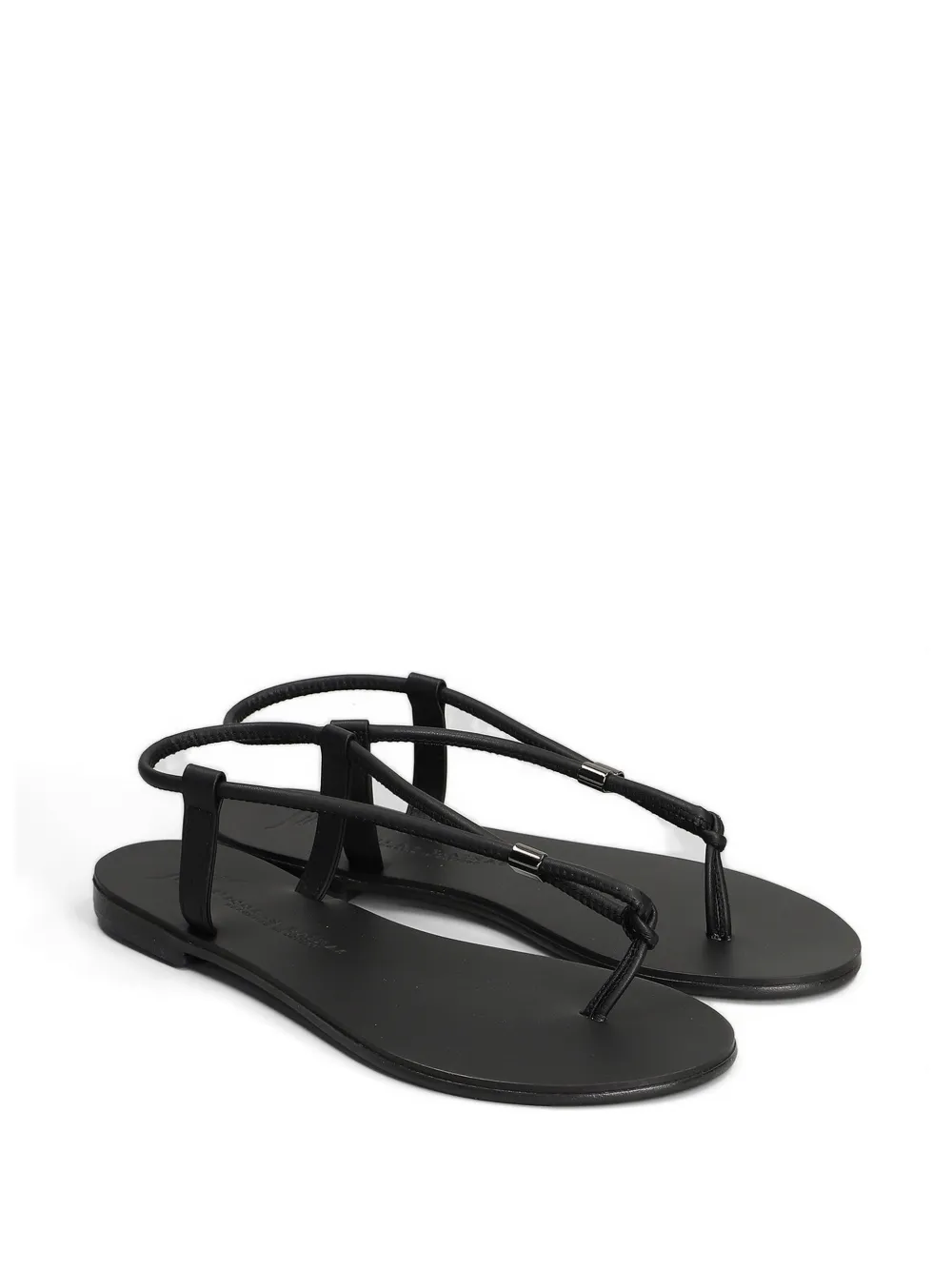 Nicolas Lainas Platte leren sandalen Zwart