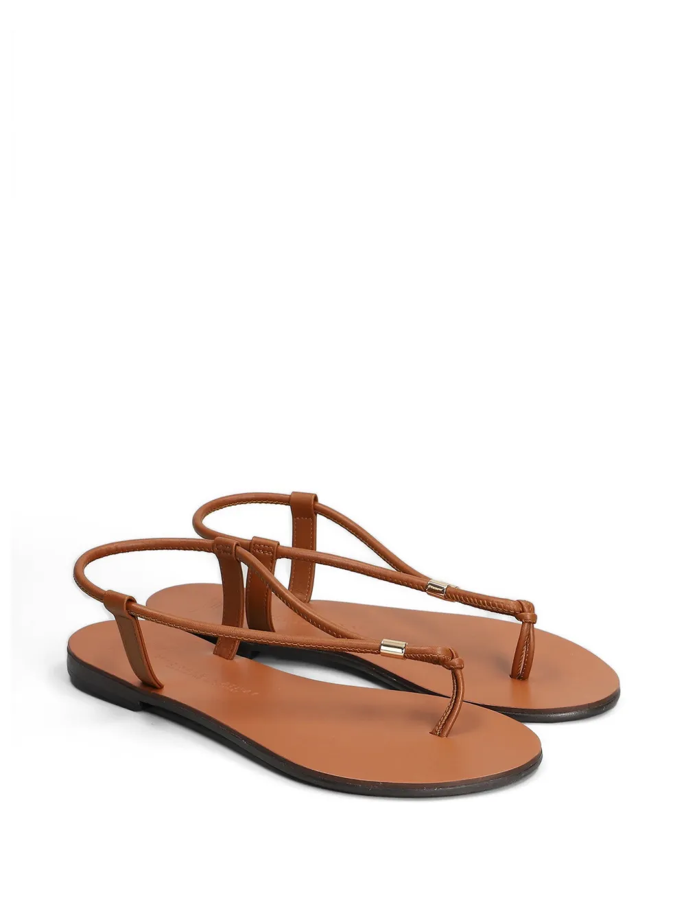 Nicolas Lainas Platte leren sandalen Beige