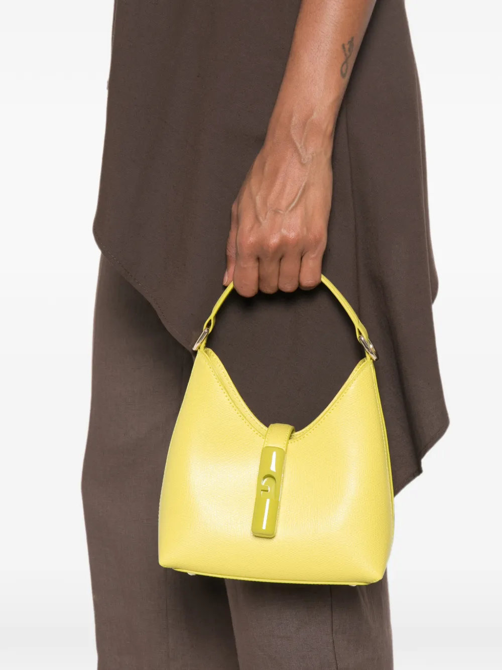 Furla Iride leren mini-shopper Geel