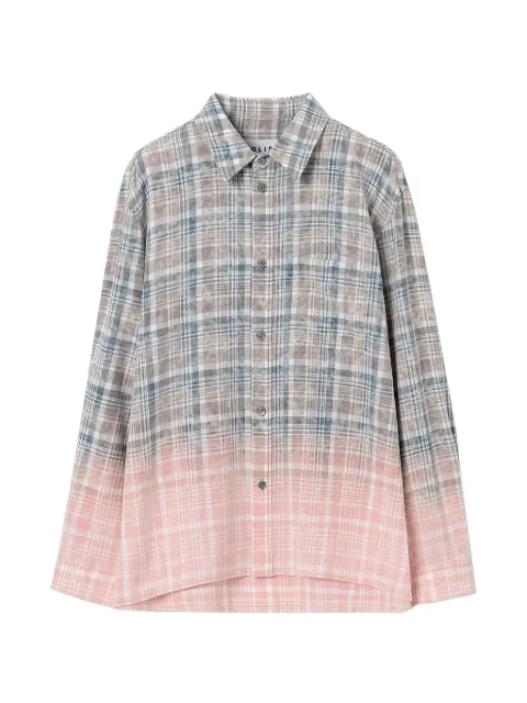 SOLID HOMME gradient-effect checked shirt