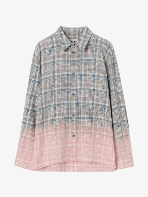 SOLID HOMME gradient-effect checked shirt