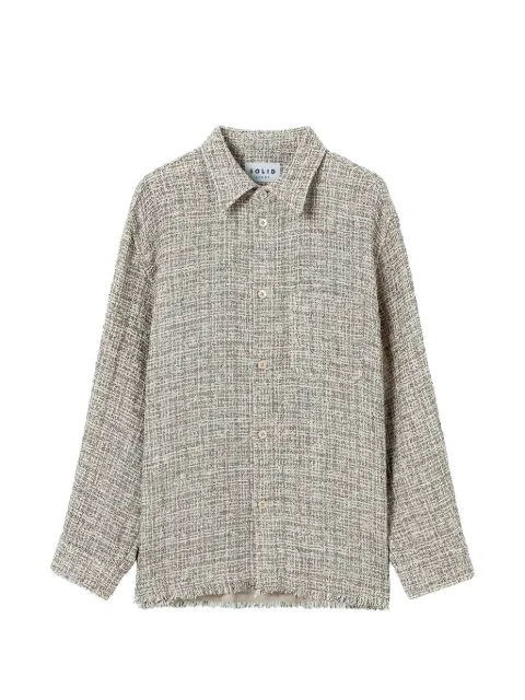 SOLID HOMME frayed-edge shirt jacket