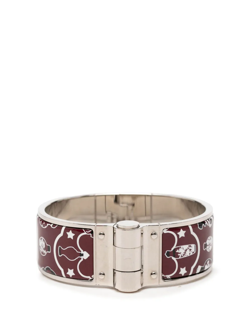 Hermès Pre-Owned 1990-2010 Wide Enamel Tropical Club Flacons Bandana Hinged Bangle 60 costume bracelet - Rosso