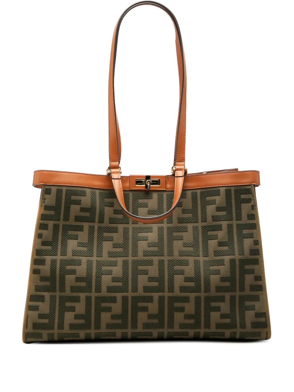 Fendi Pre-Owned 2010-2026 Zucca Embroidered Canvas Peekaboo X Tote satchel - Verde