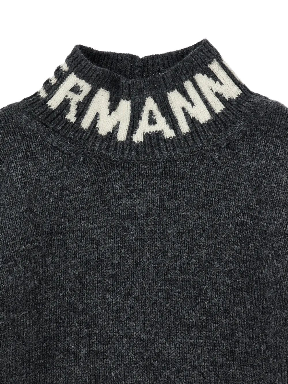 Ermanno Scervino Junior Trui met hoge hals en logo intarsia Grijs