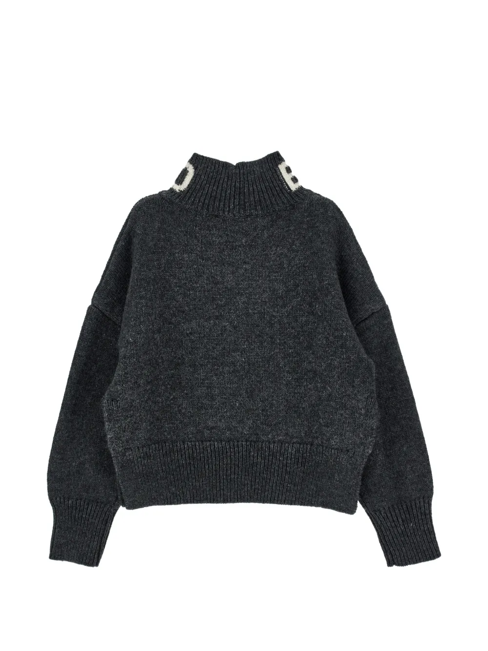 Ermanno Scervino Junior Trui met hoge hals en logo intarsia Grijs