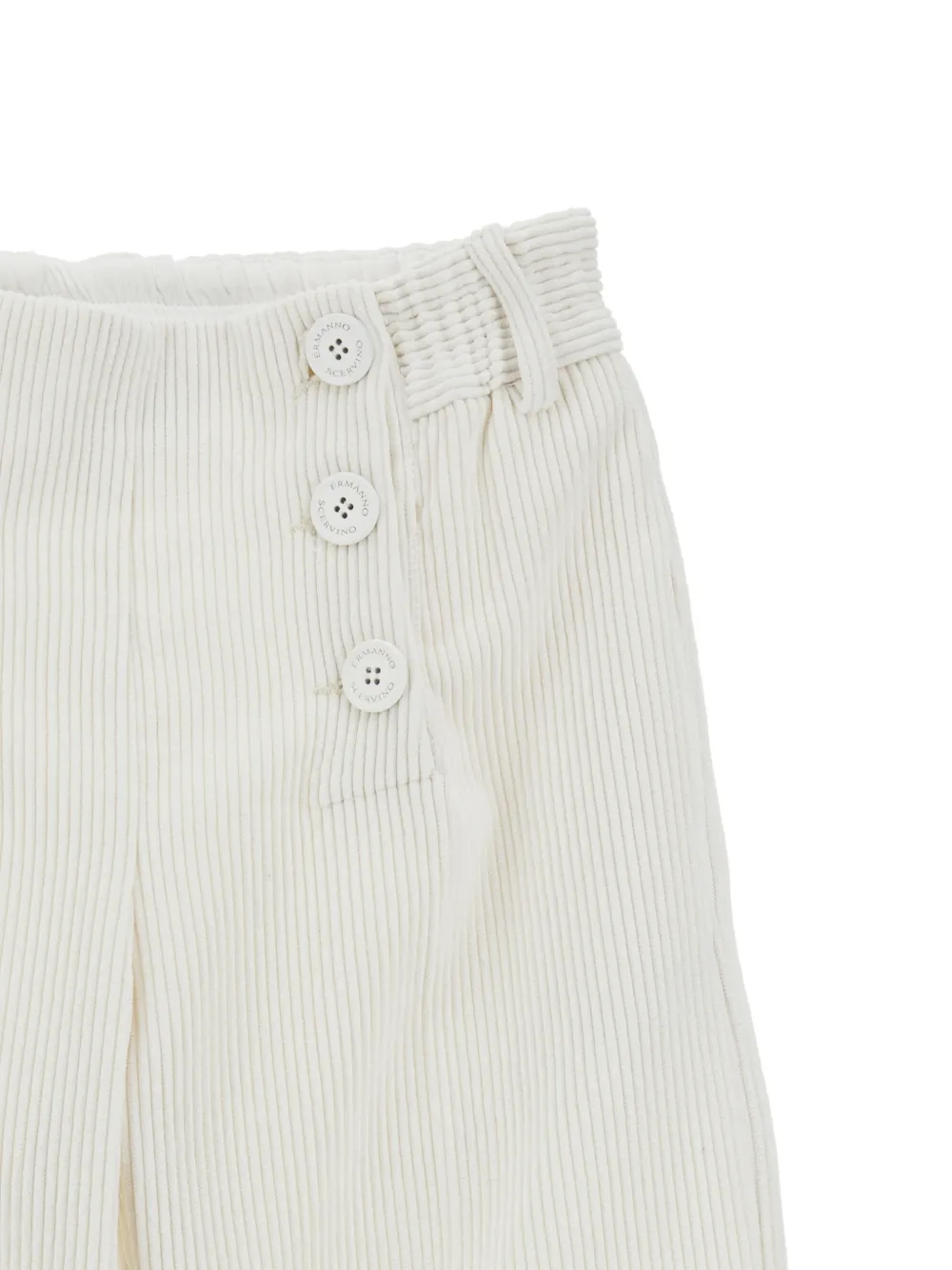 Ermanno Scervino Junior Ribfluwelen broek met knoopdetail Beige
