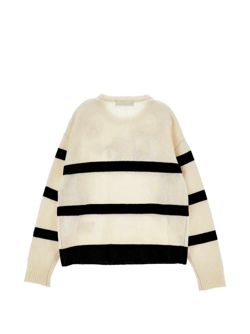 Ermanno Scervino Junior Gestreepte trui met geborduurde bloemen Beige