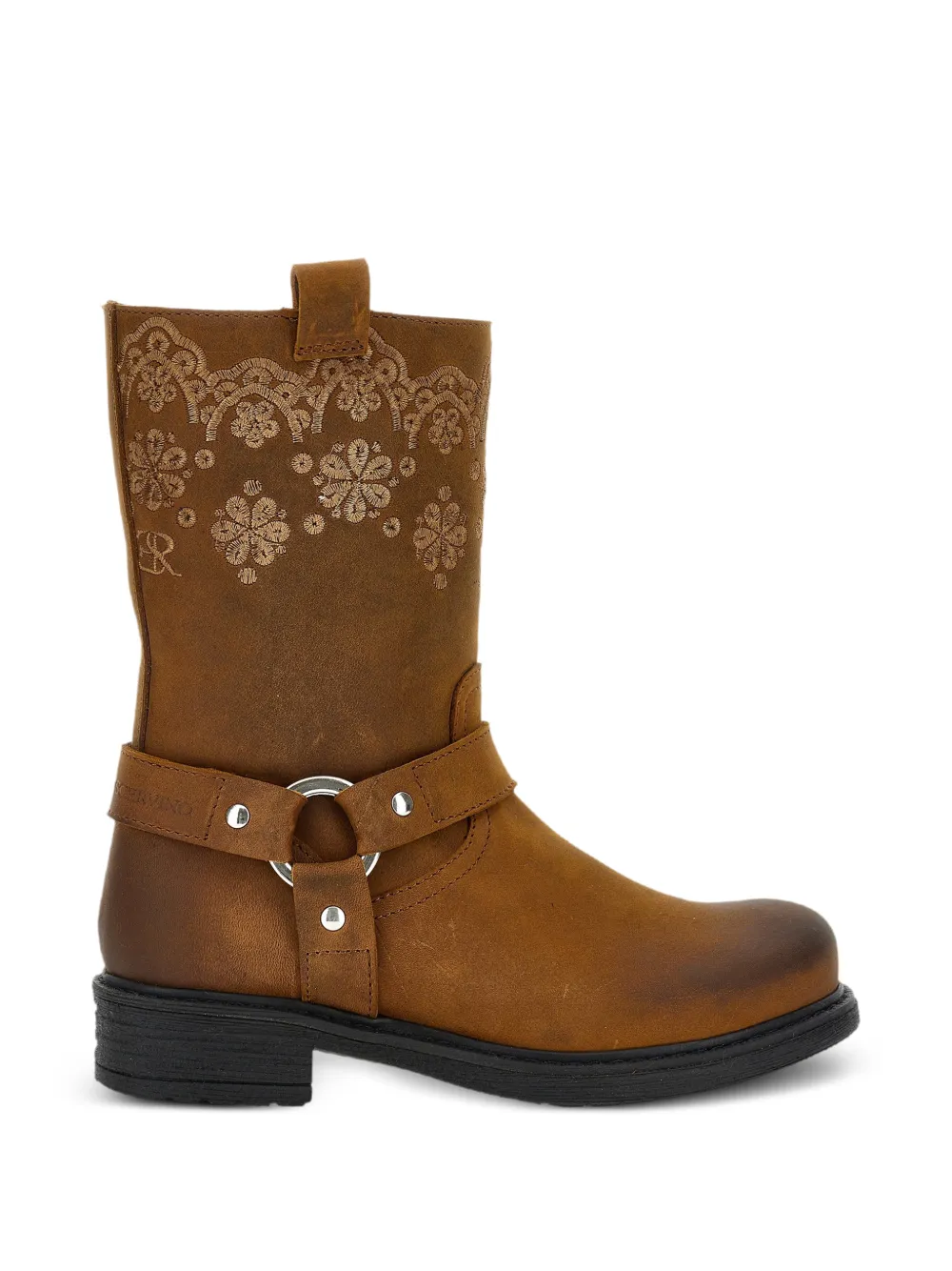 Ermanno Scervino Junior Laarzen met geborduurde bloemen Bruin
