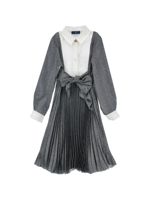 Ermanno Scervino Junior herringbone-pattern pleated dress