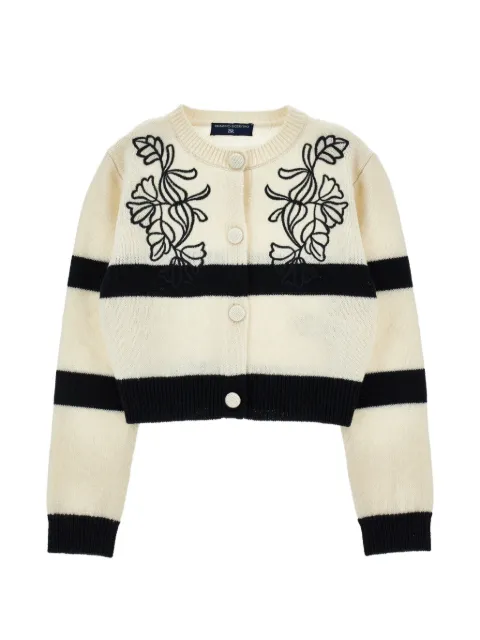 Ermanno Scervino Junior floral-embroidered striped cardigan