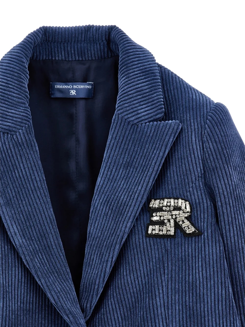 Ermanno Scervino Junior Ribfluwelen blazer verfraaid met kristallen Blauw