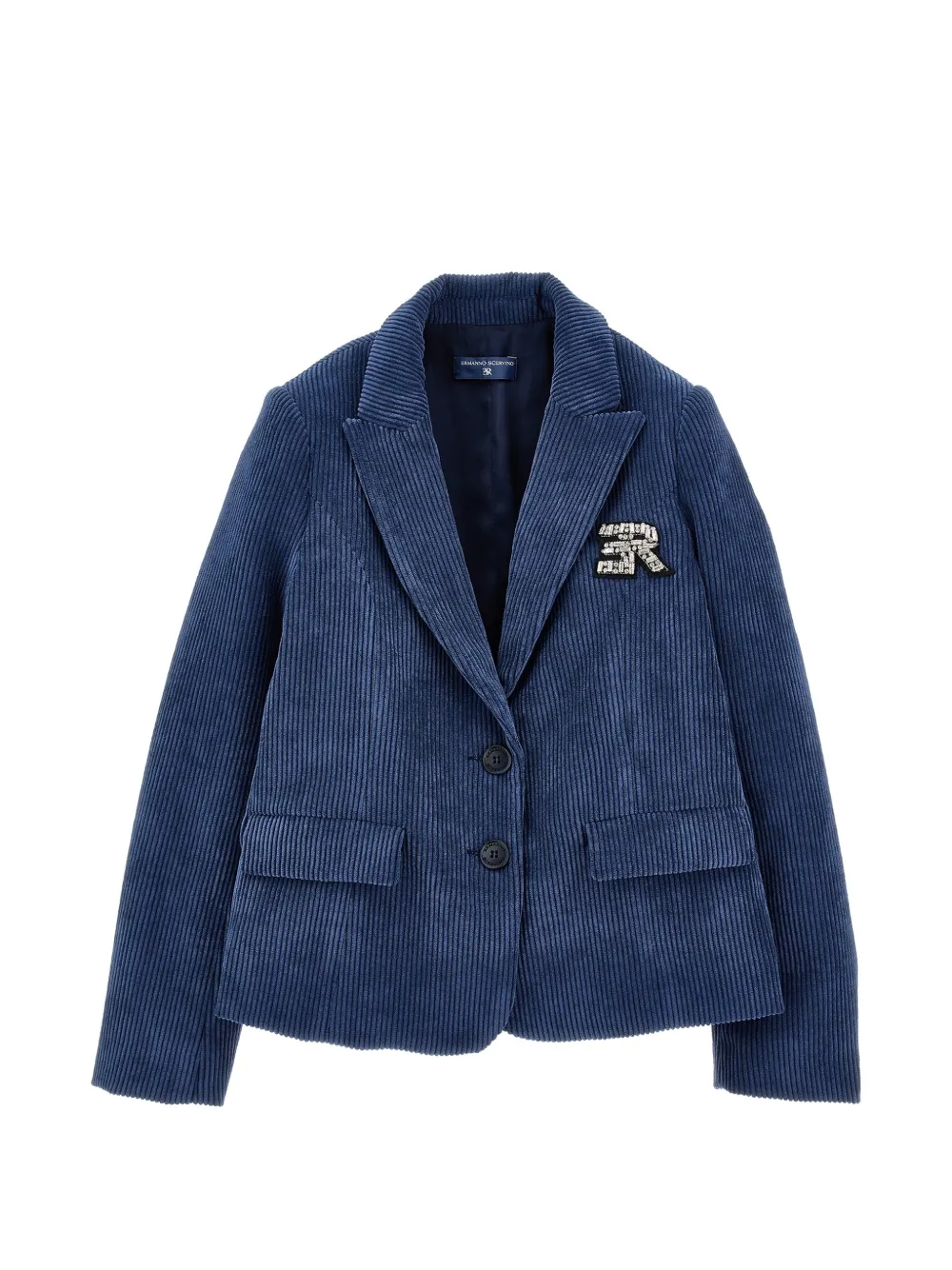 Ermanno Scervino Junior Blazer aus Cord mit Kristallen - Blau