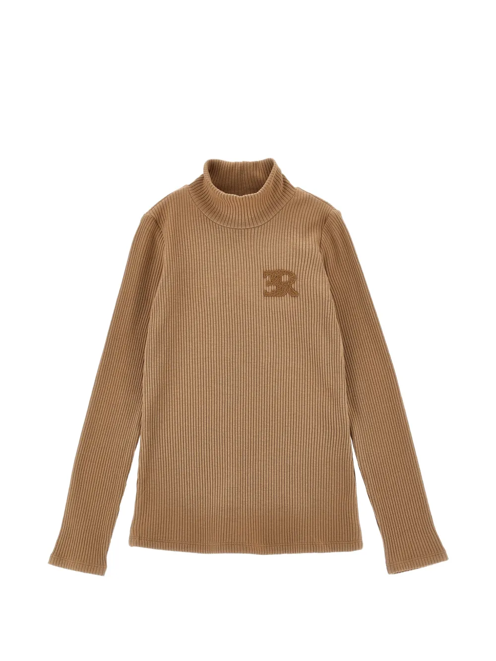 Ermanno Scervino Junior logo-patch ribbed T-shirt - Neutrals
