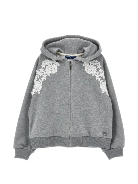 Ermanno Scervino Junior lace-appliqué pleated hoodie