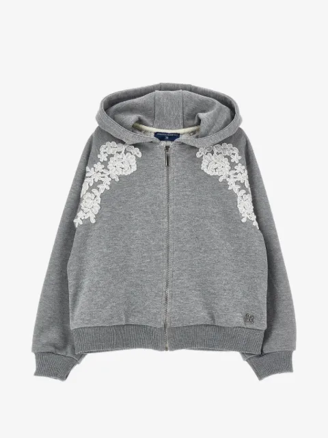 Ermanno Scervino Junior lace-appliqué pleated hoodie