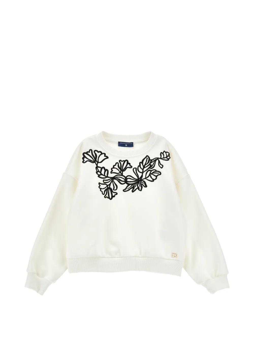 Ermanno Scervino Junior sweat à fleurs brodées - Tons neutres Ermanno Scervino Junior sweat à fleurs brodées - Tons neutres