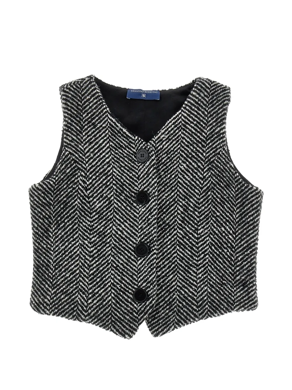 Ermanno Scervino Junior Weste mit Fischgrätenmuster - Schwarz