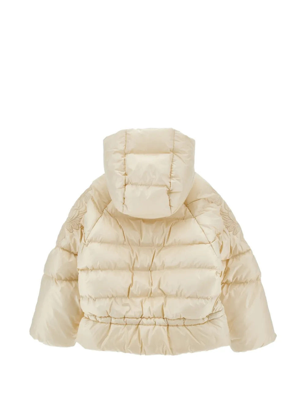 Ermanno Scervino Junior Donsjack met geborduurde patch Beige