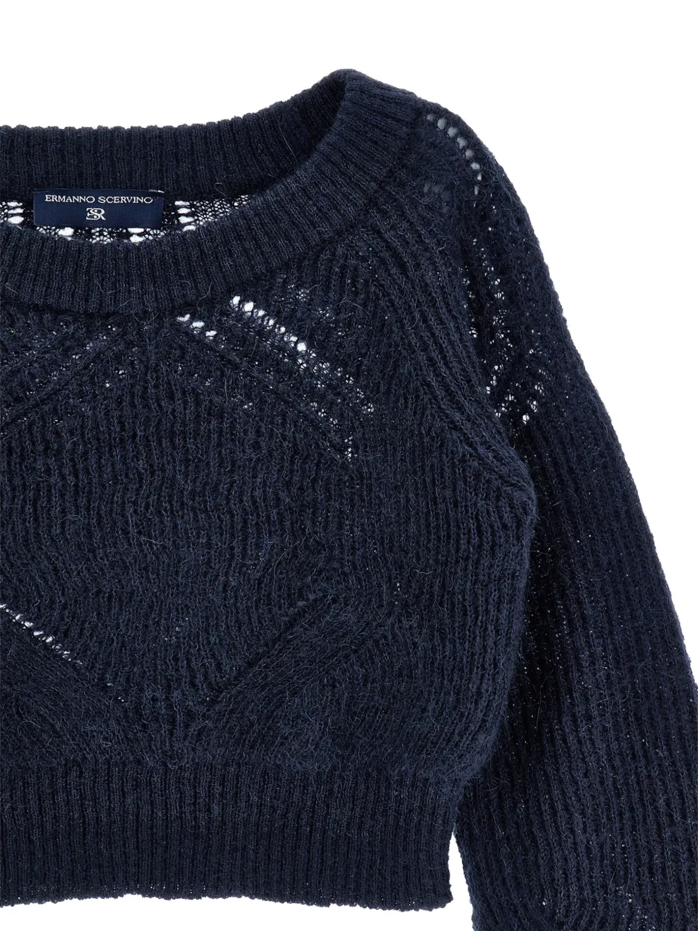 Ermanno Scervino Junior Opengebreide cropped trui Blauw