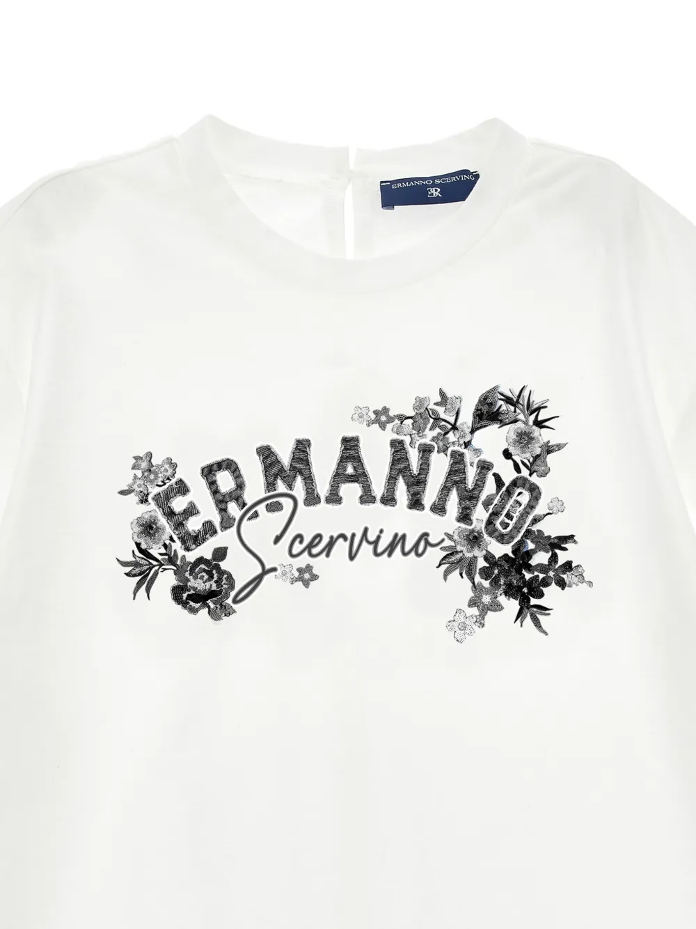 Ermanno Scervino Junior T-shirt met bloemenprint en logo Wit