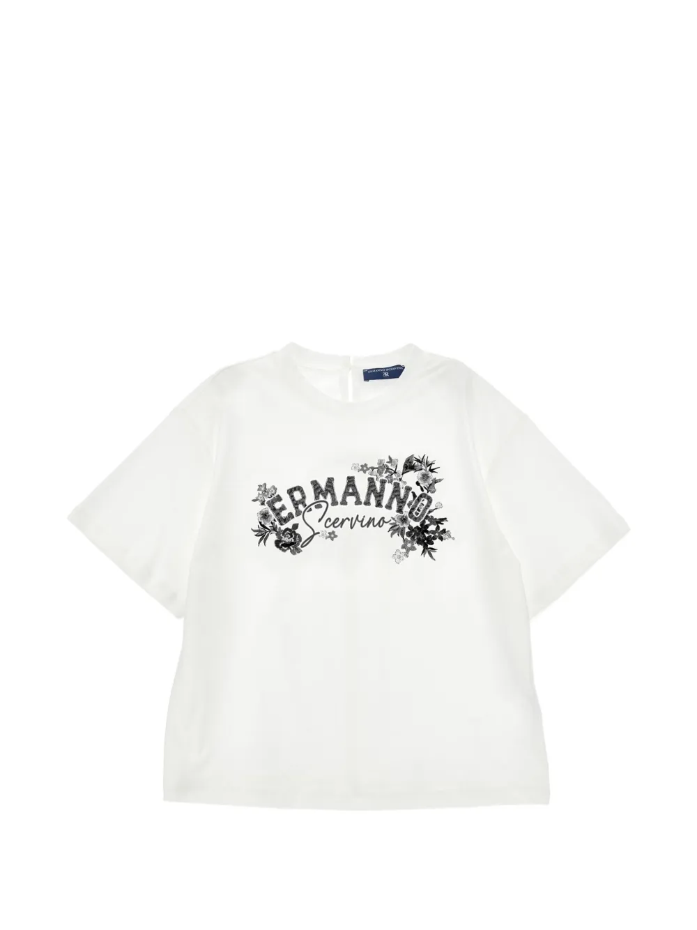 Ermanno Scervino Junior Felpa a fiori con logo - Bianco