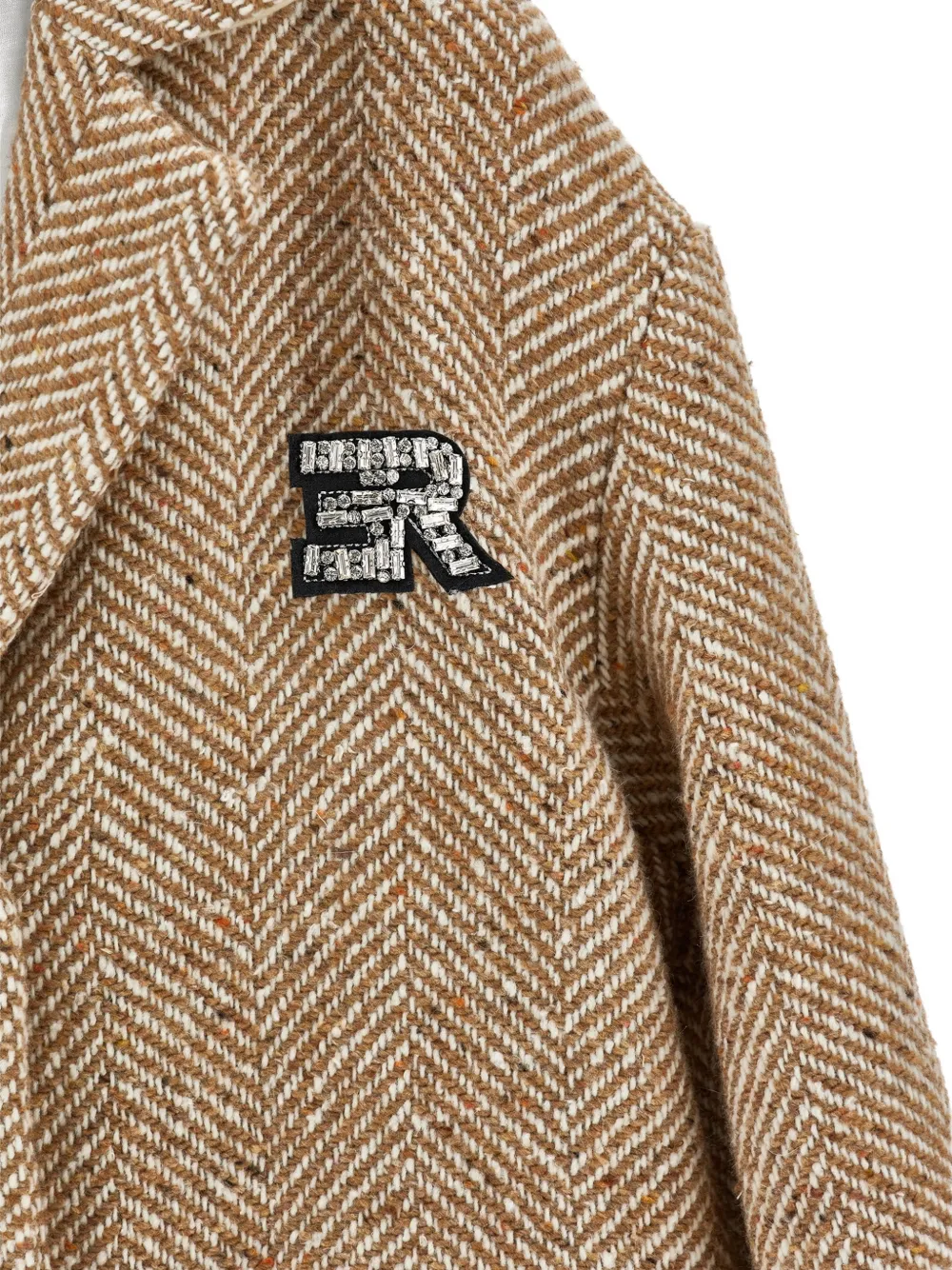 Ermanno Scervino Junior Jas verfraaid met kristallen en visgraatpatroon Beige