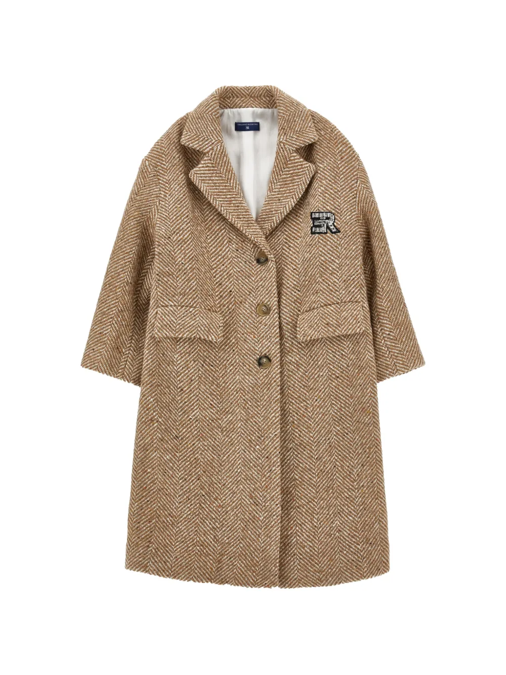 Ermanno Scervino Junior herringbone crystal-embellished coat - Neutrals