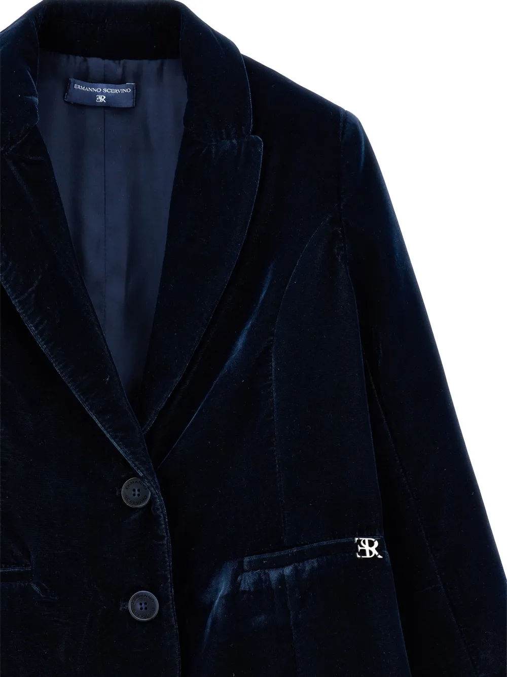 Ermanno Scervino Junior Fluwelen jack met logoplakkaat Blauw