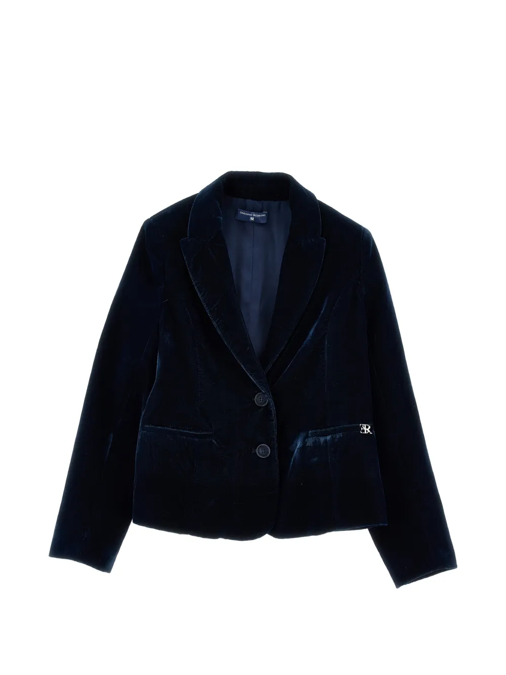 Ermanno Scervino Junior Jacke aus Samt mit Logo-Schild - Blau