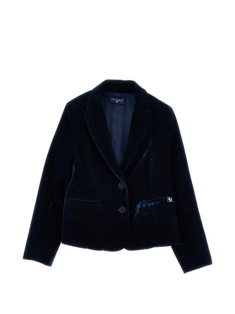 Ermanno Scervino Junior velvet logo-plaque jacket