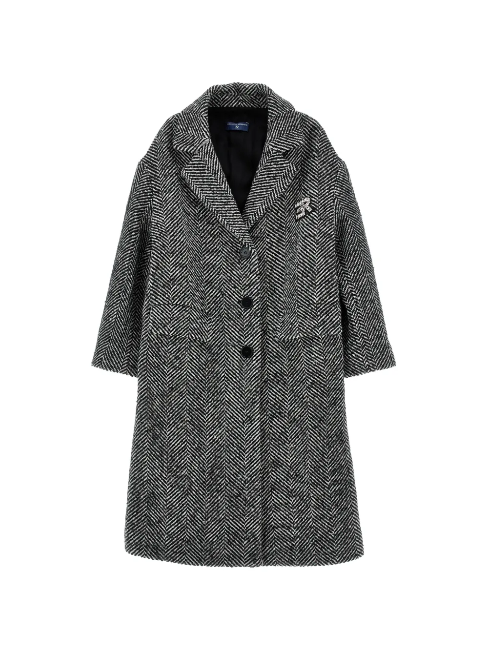 Ermanno Scervino Junior Kristallverzierter Mantel mit Fischgrätenmuster - Schwarz