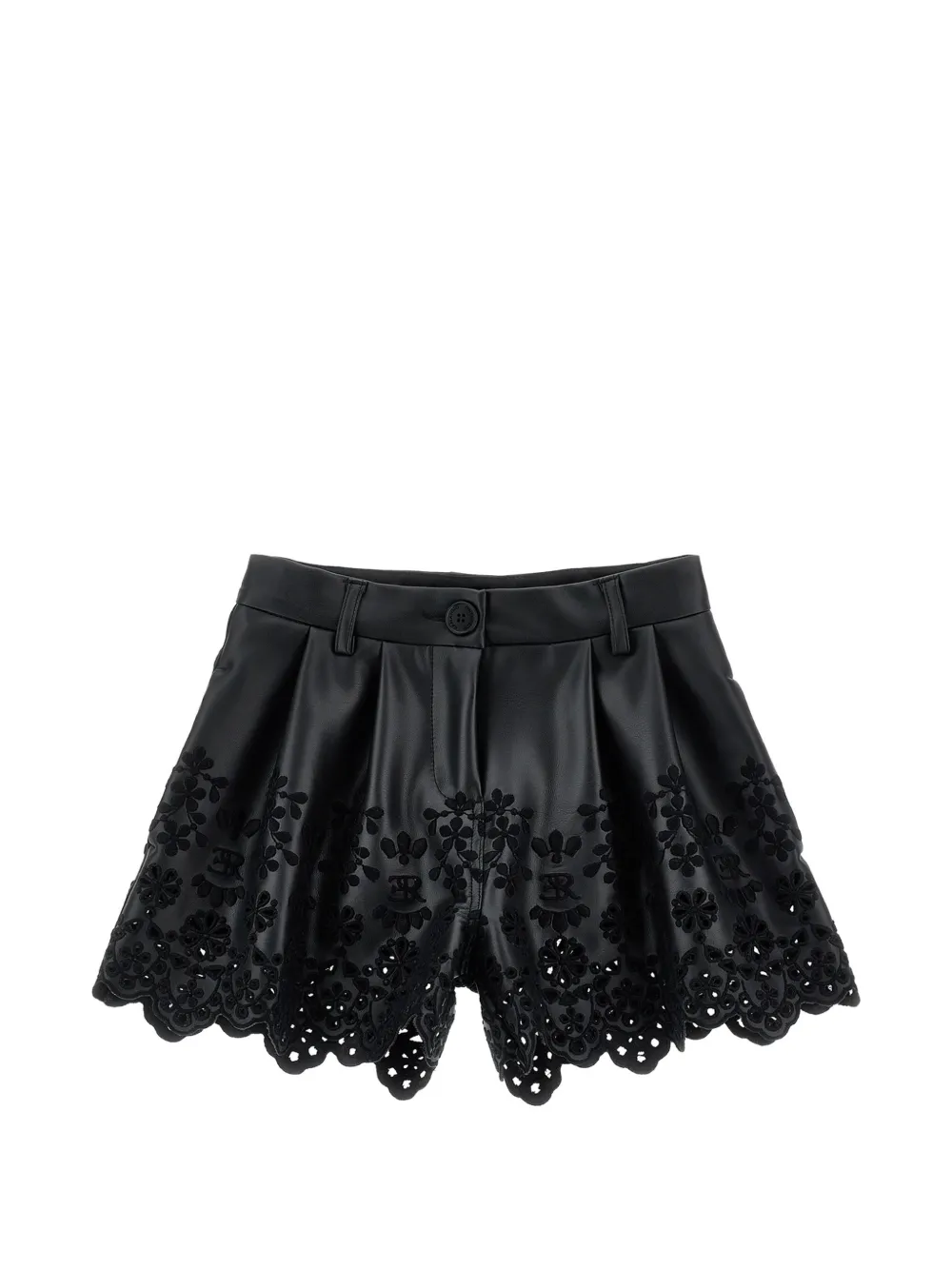 Ermanno Scervino Junior broderie-anglaise scalloped-hem shorts - Black