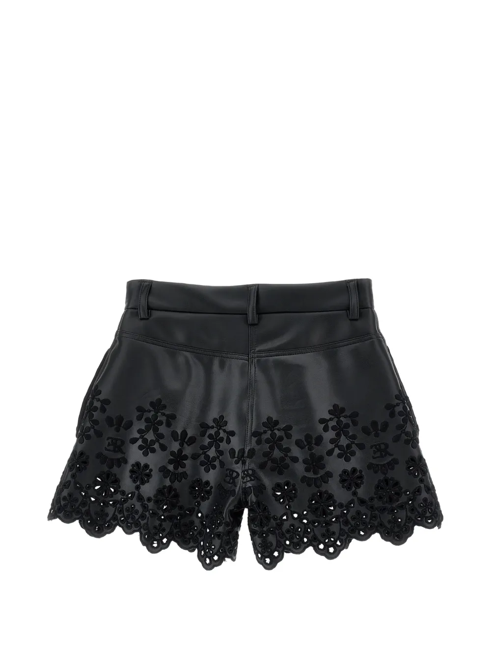 Ermanno Scervino Junior Broderie anglaise shorts met gewelfde afwerking Zwart