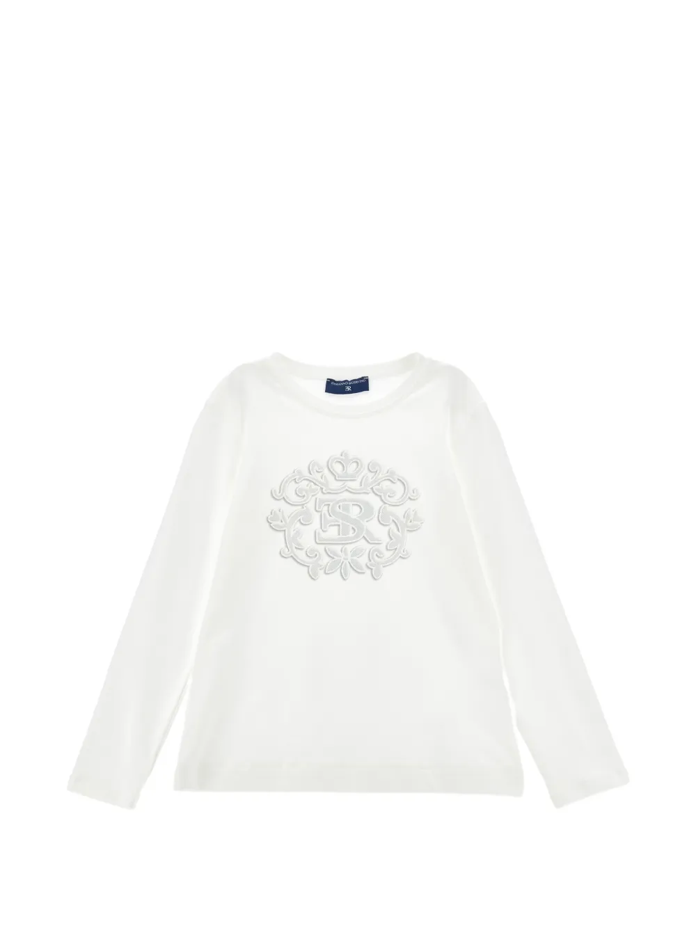Ermanno Scervino Junior T-shirt a maniche lunghe con logo ricamato - Bianco