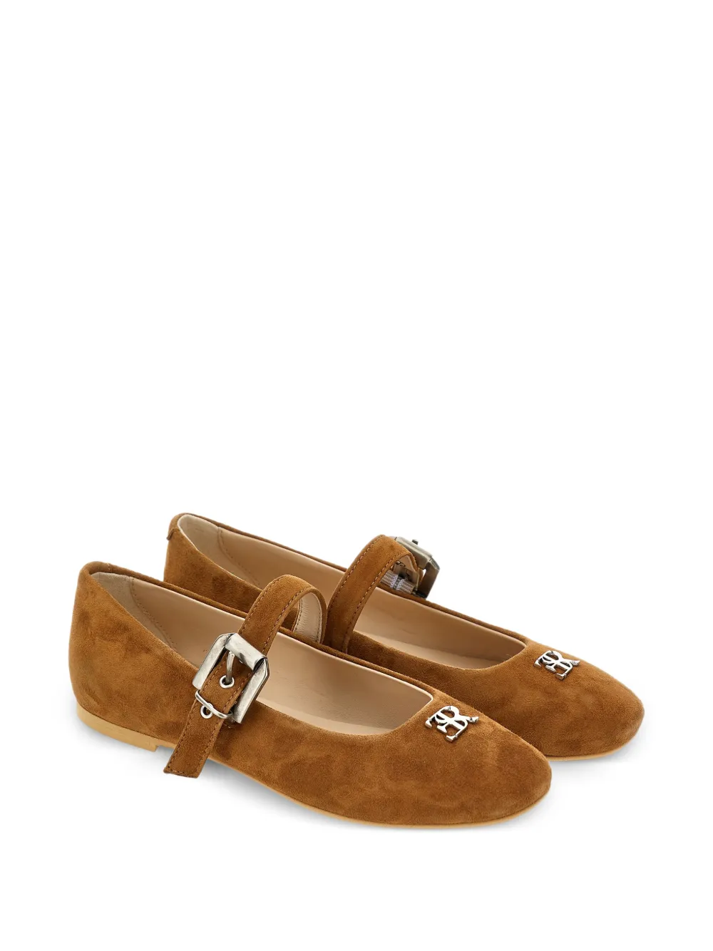 Ermanno Scervino Junior Ballerine con placca logo - Marrone