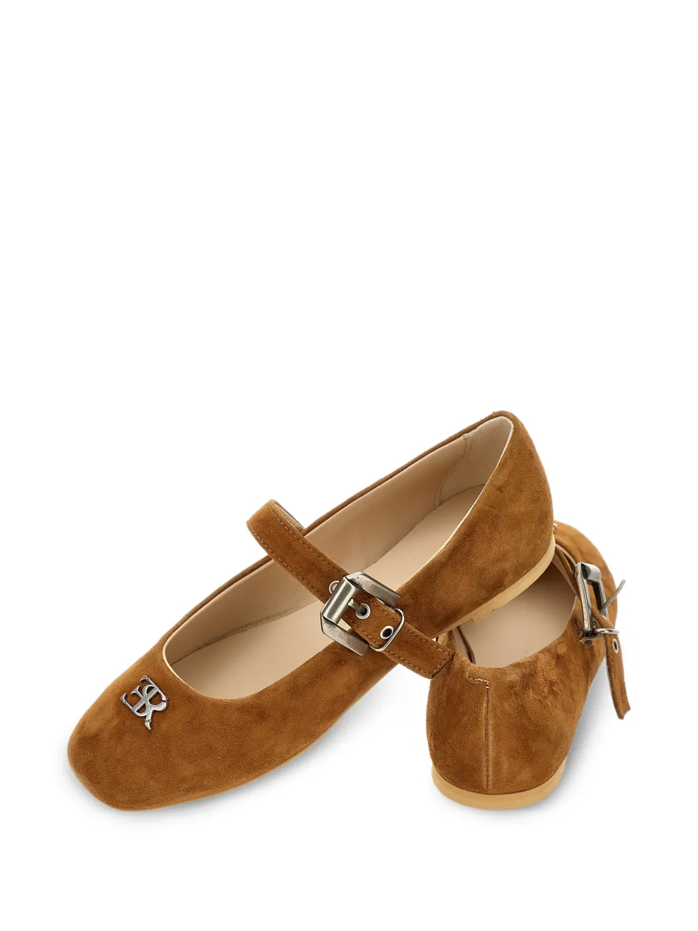 Ermanno Scervino Junior Ballerina's met logoplakkaat en gespsluiting Bruin