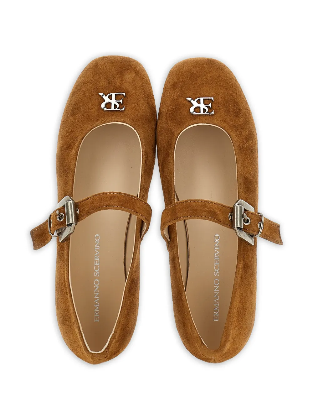 Ermanno Scervino Junior Ballerina's met logoplakkaat en gespsluiting Bruin