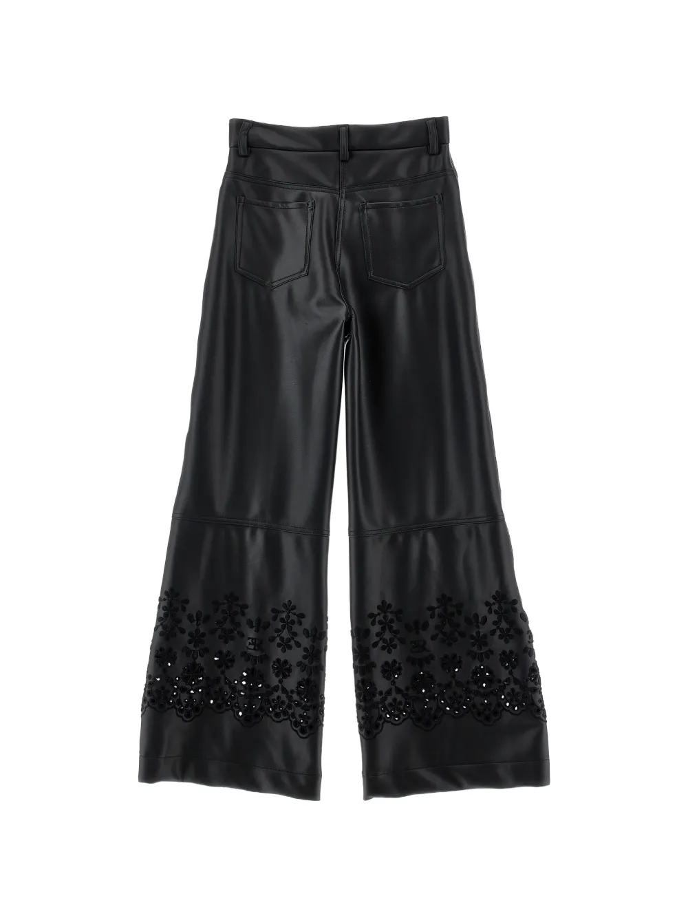 Ermanno Scervino Junior Broderie anglaise broek met wijde pijpen Zwart