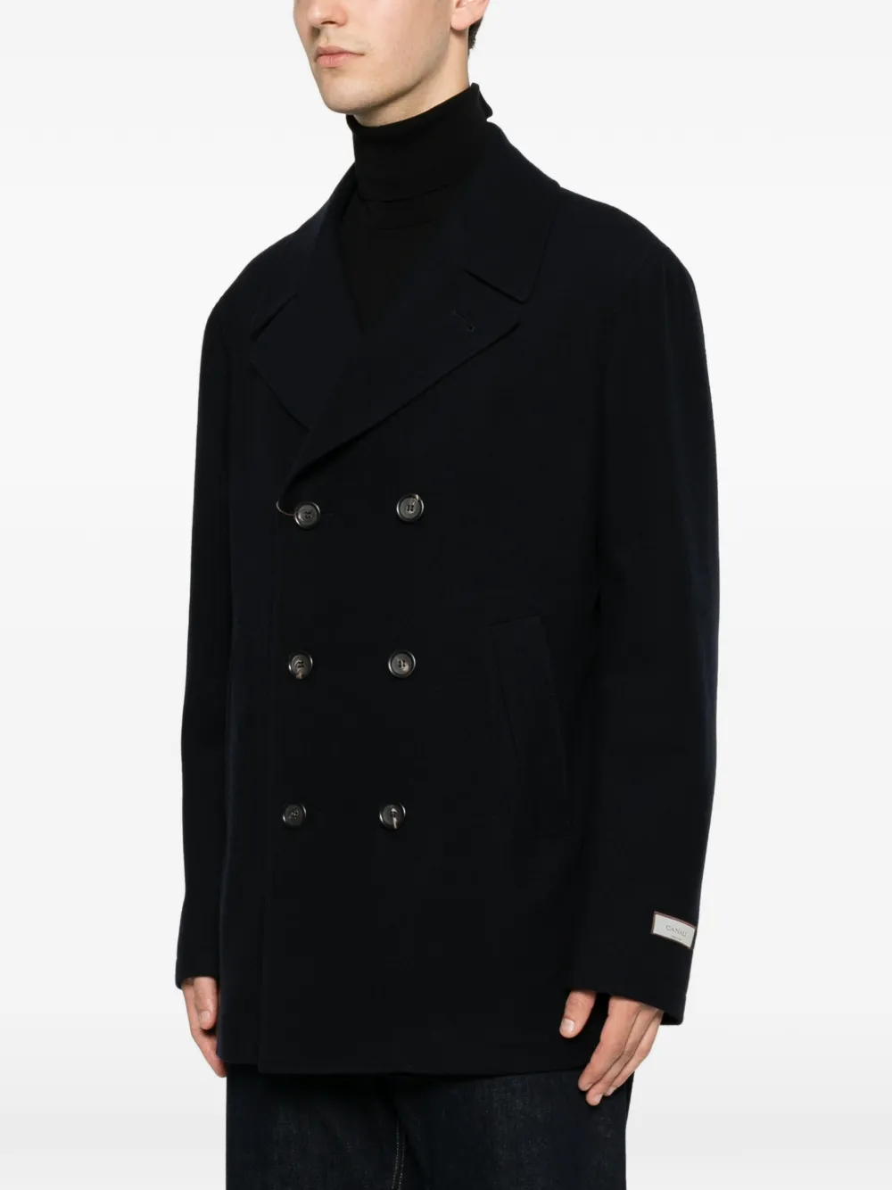 Canali Jas met dubbele rij knopen en logo-patch Blauw