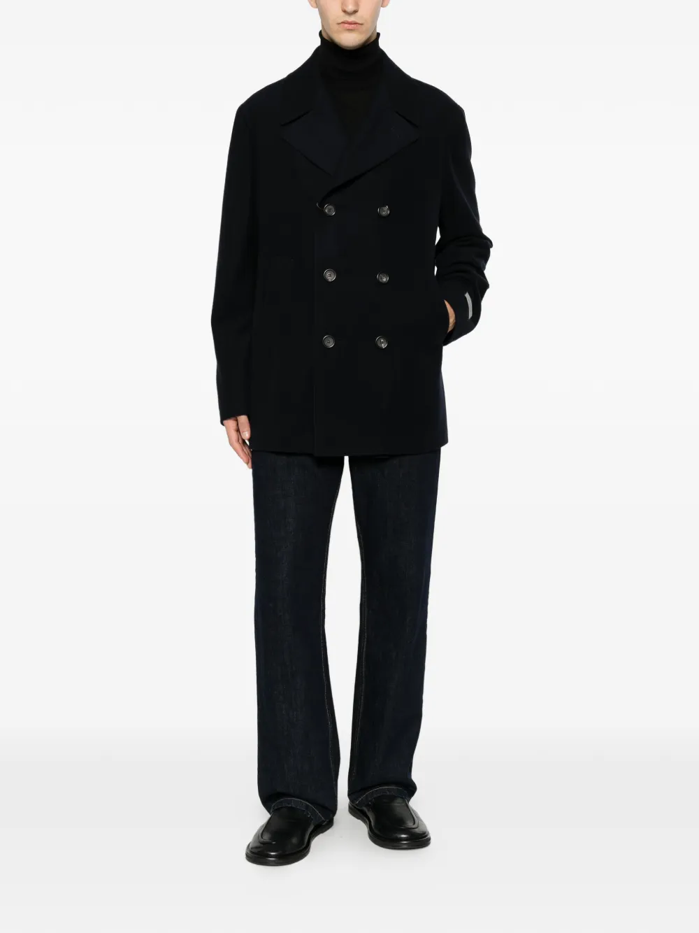 Canali Jas met dubbele rij knopen en logo-patch Blauw