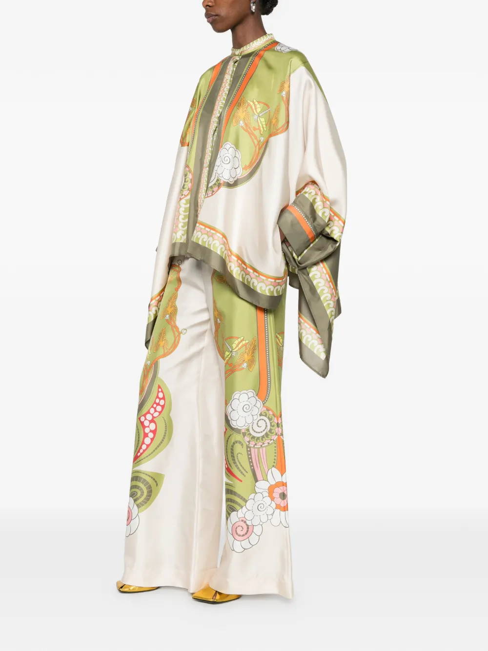 La DoubleJ Palazzo broek met print Beige