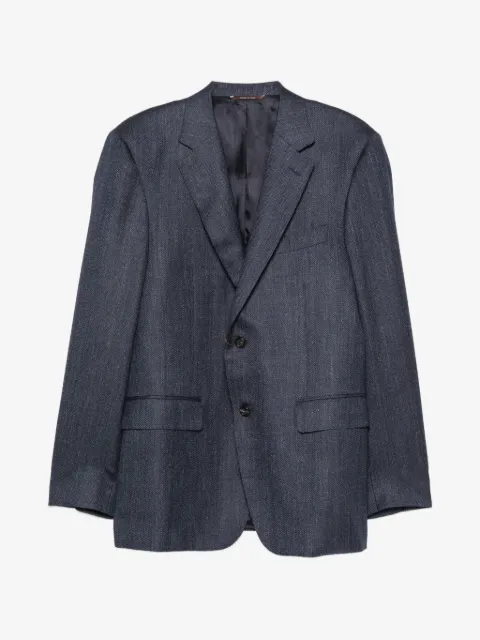 Canali herringbone-pattern notch-lapels jacket