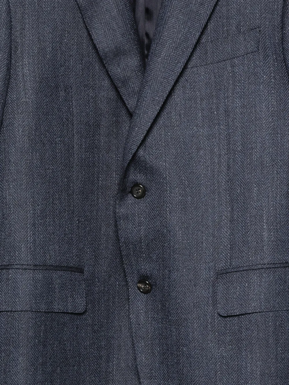 Canali Jack met gekerfde revers en visgraat-patroon Blauw