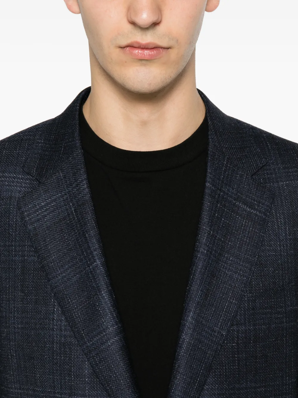 Canali Geruite blazer met gekerfde revers Blauw