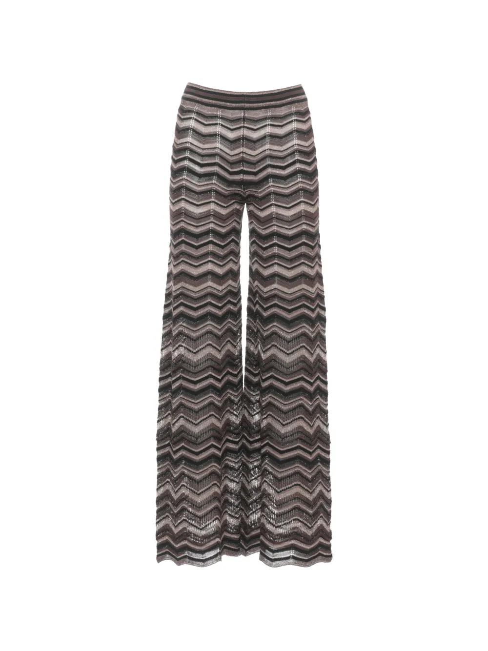 D.Exterior chevron-knit wide-leg trousers - Marrone