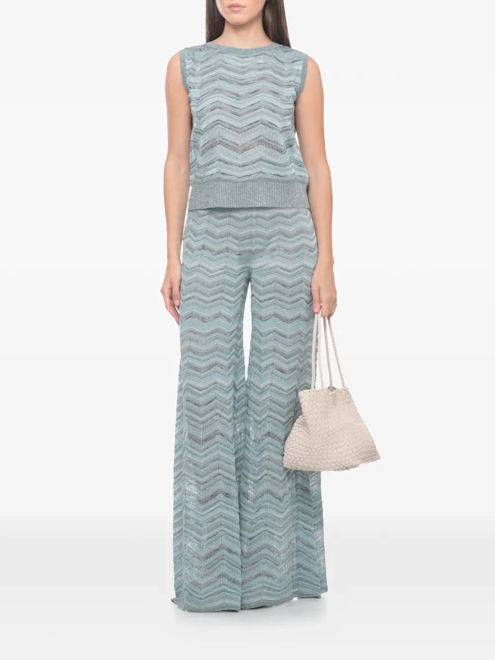  D.exterior Jersey De Punto Chevron - Azul 