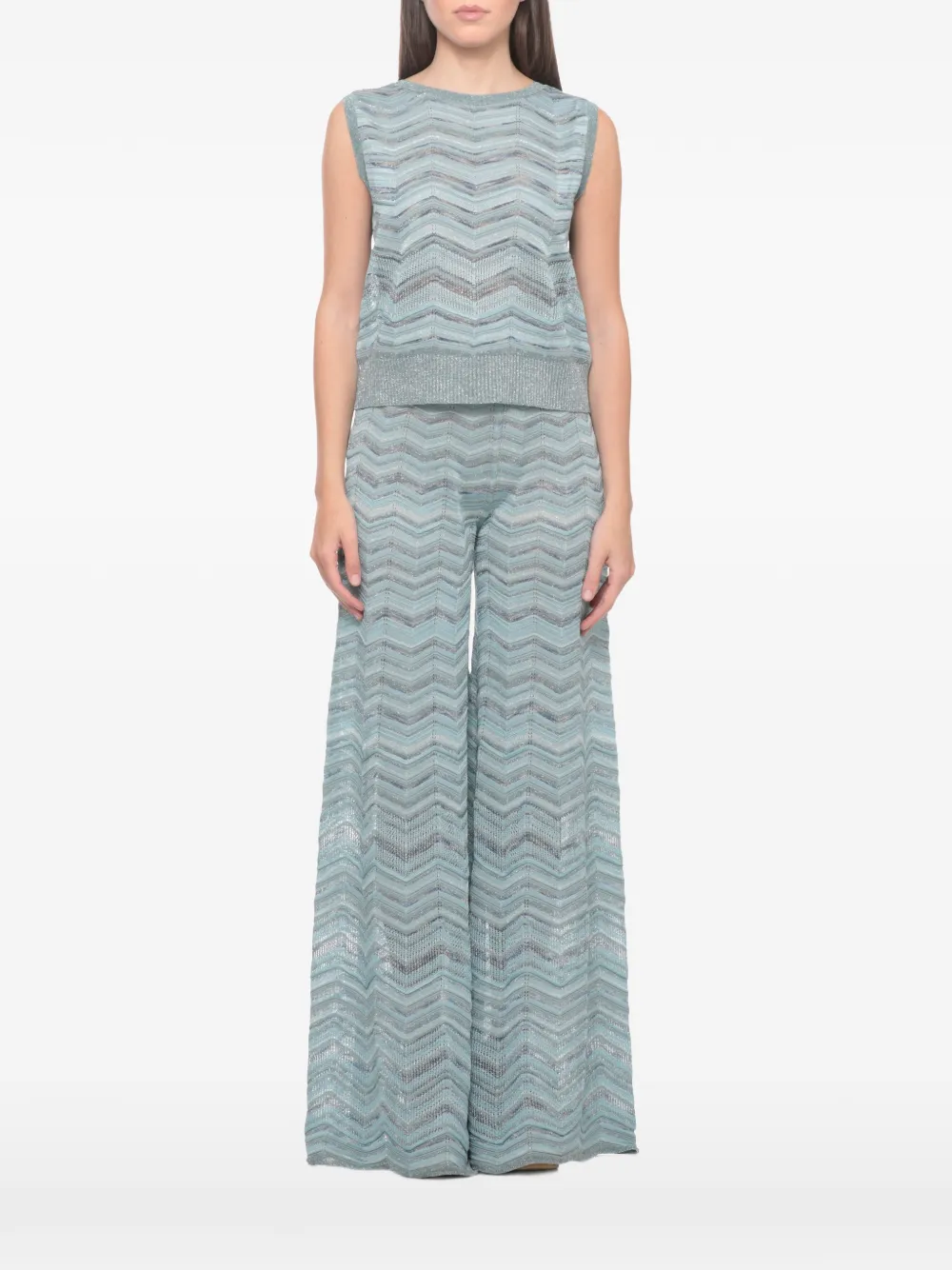  D.exterior Jersey De Punto Chevron - Azul 