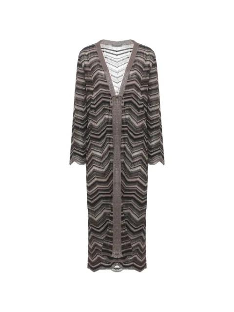 D.Exterior — chevron-knit tie-fastening sweater