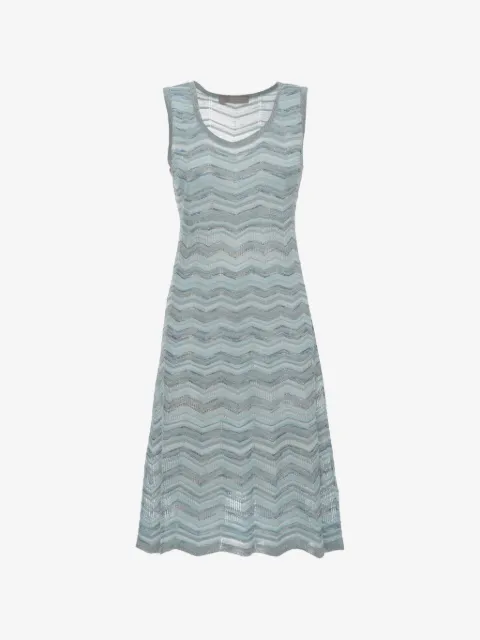 D.Exterior chevron-knit metallic-thread midi dress